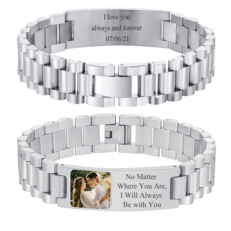 Jewels On Watches - Pulsera con texto de imagen personalizada,