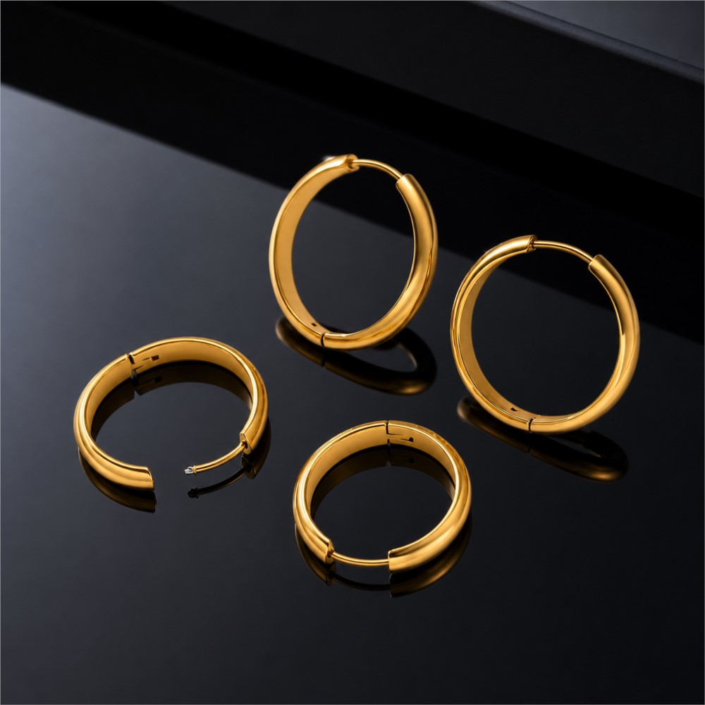 Hoop Earrings - 4 piezas de aros redondos de