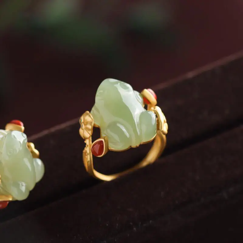 Anillos de rana de Jade verde  - Sterling Silver Ring reseña y precio