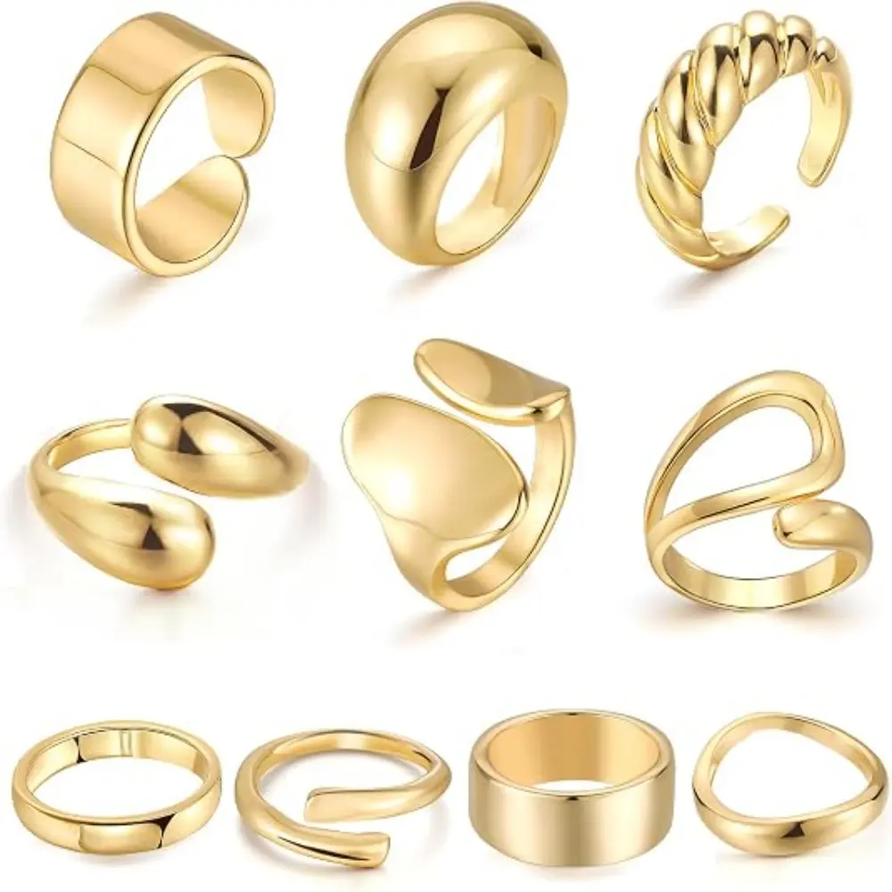 10 anillos gruesos de nudillos - Minimalist Ring Stackable reseña y precio
