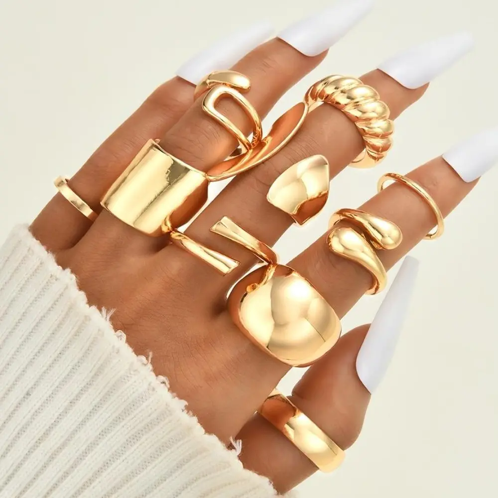 10 anillos gruesos de nudillos - Minimalist Ring Stackable reseña y precio