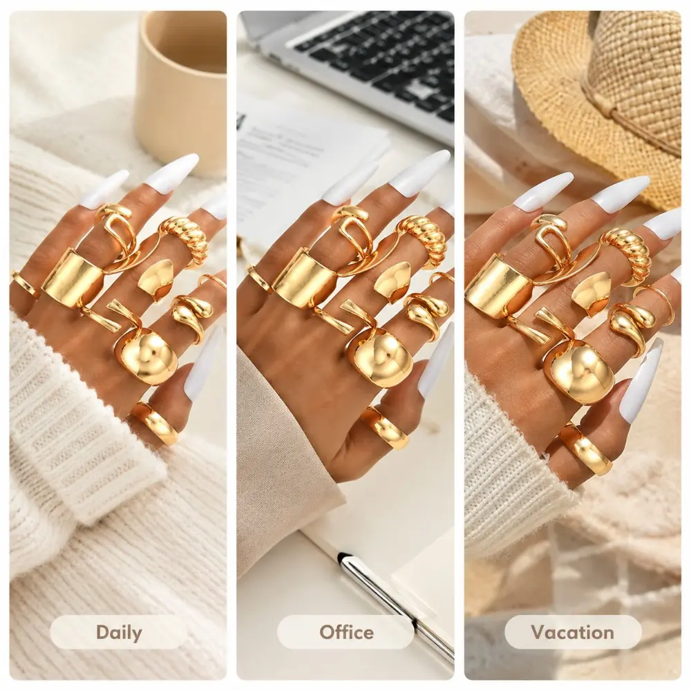 10 anillos gruesos de nudillos - Minimalist Ring Stackable reseña y precio