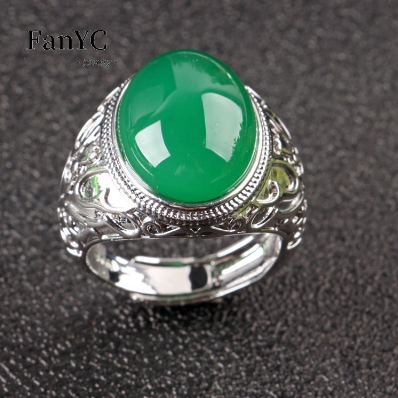 Anillo de Jade de ágata verde  - Sterling Silver Ring reseña y precio