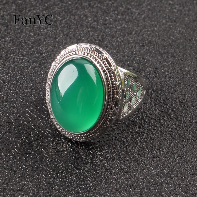 Anillo de Jade de ágata verde  - Sterling Silver Ring reseña y precio