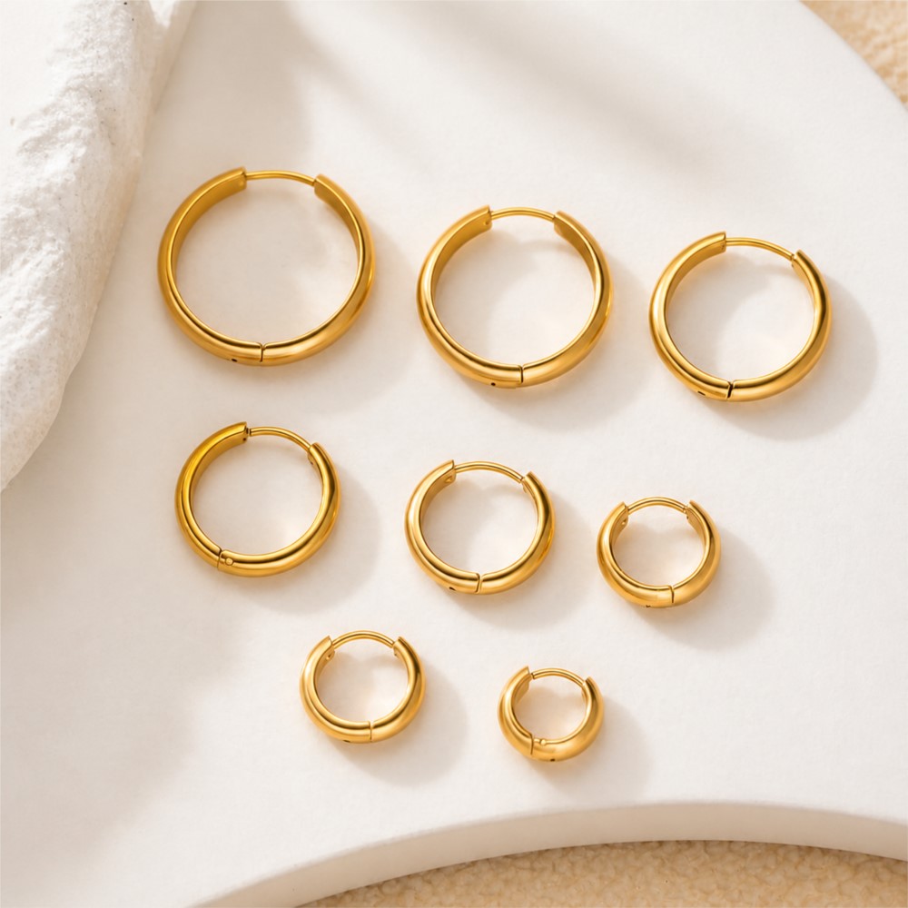 4 piezas de aros redondos de a - Hoop Earrings reseña y precio