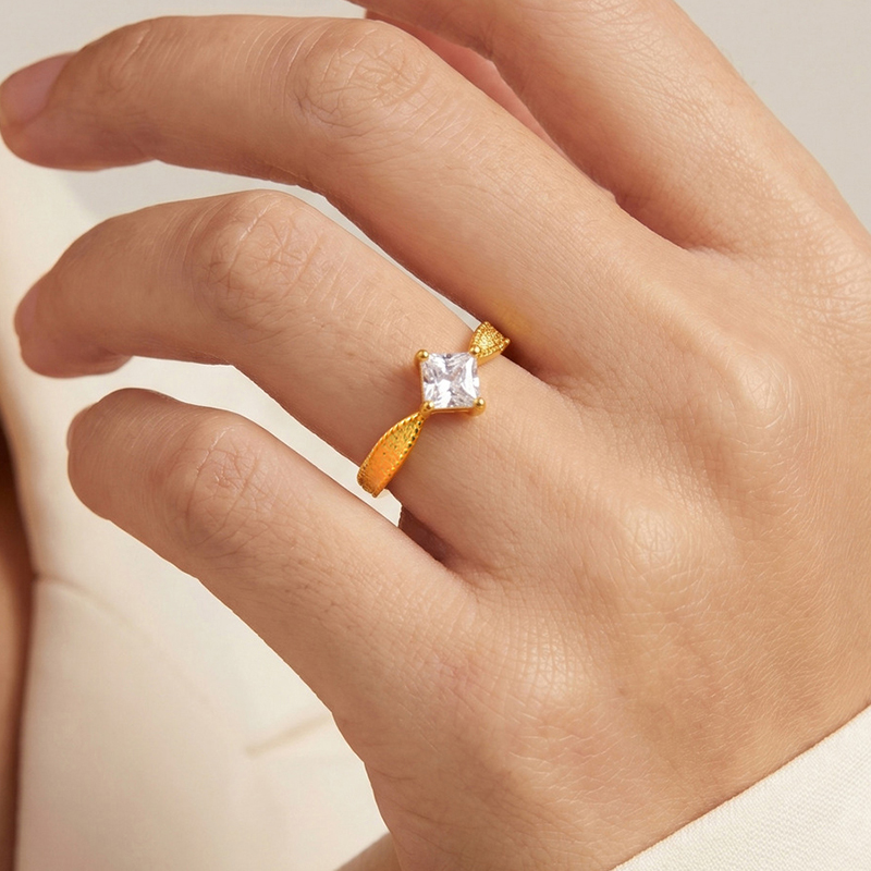Anillo Vnox de Zirconia Cuadra - Minimalist Ring Stackable reseña y precio