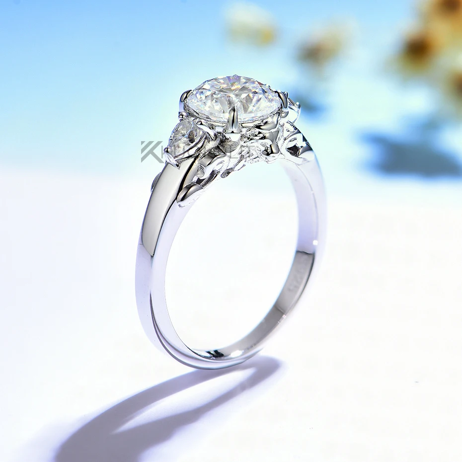 Anillo de moissanita redondo d - Sterling Silver Ring reseña y precio